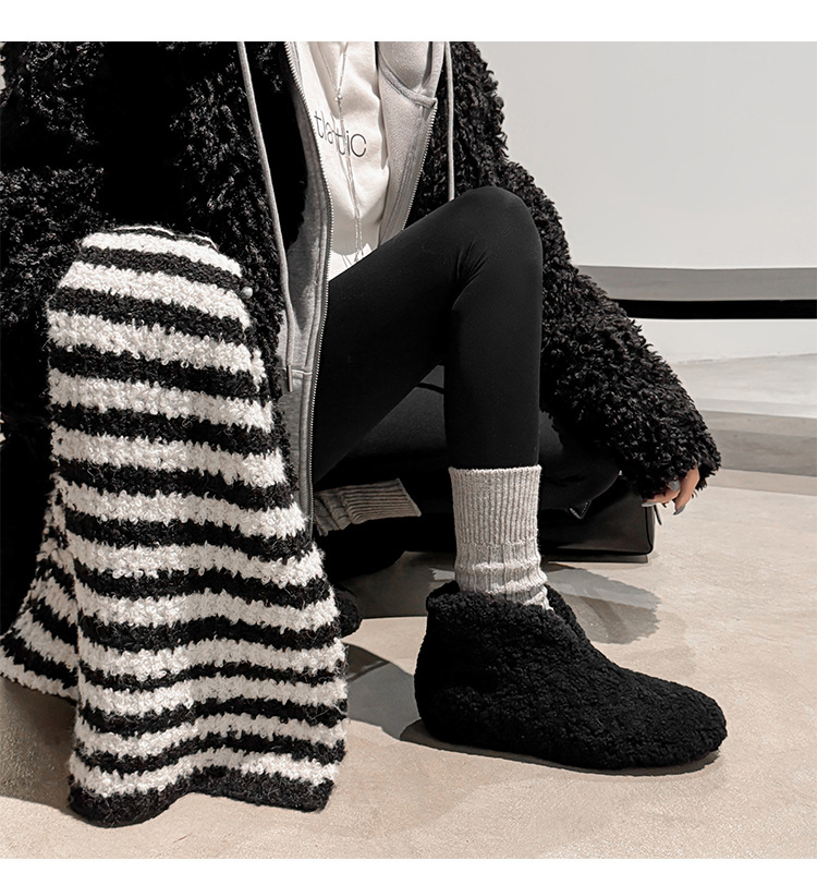 Boot cổ cao lông cừu mùa đông kiểu V, lót lông dày giữ ấm, tăng chiều cao, da dê nguyên tấm — nâu, màu đen, Trắng, màu đỏ chi tiết 13