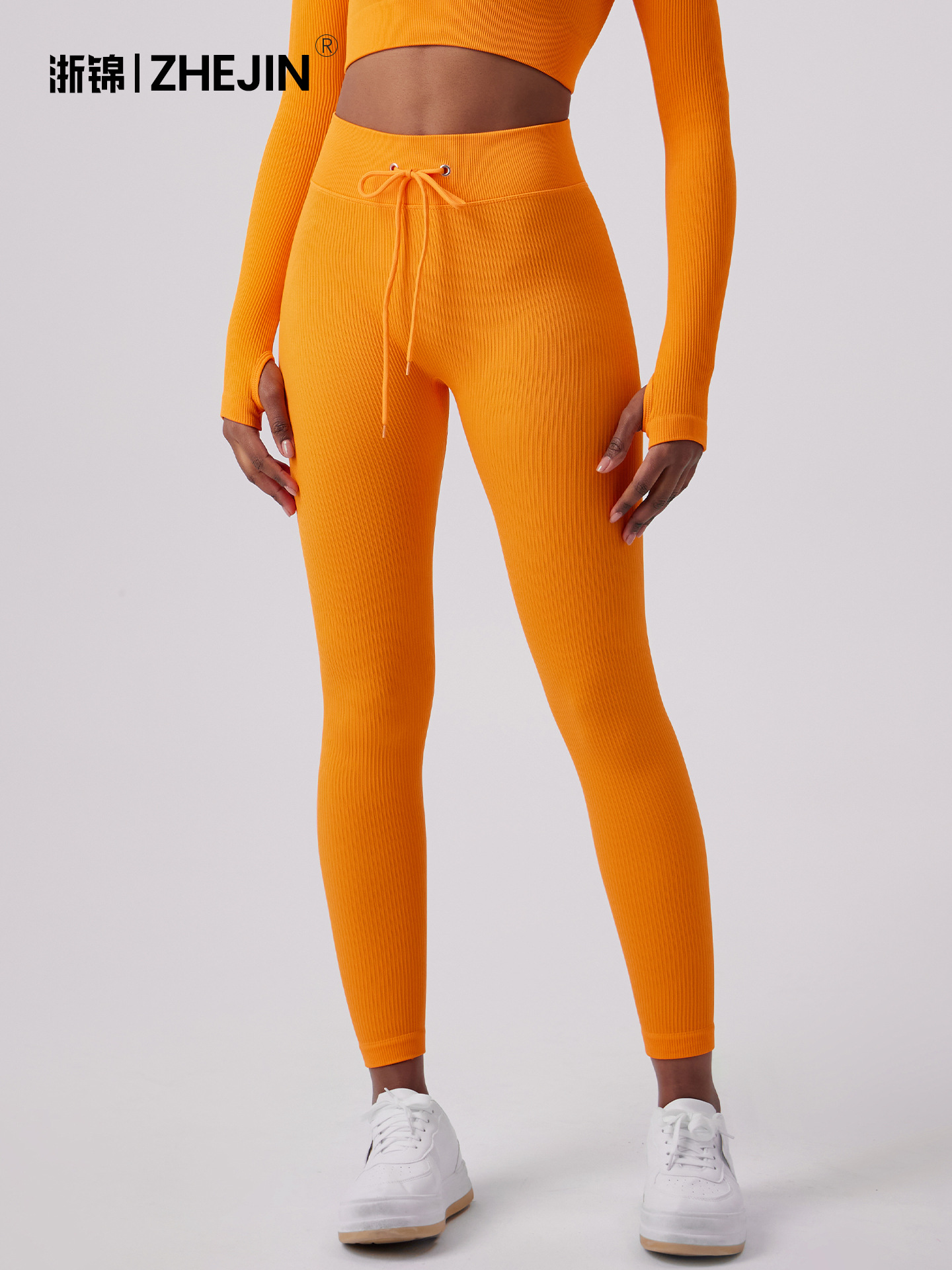 [Zhejiang brocade] European and American adjustable rope yoga pants women's outer hip fitness yoga pants peach hip sports pants