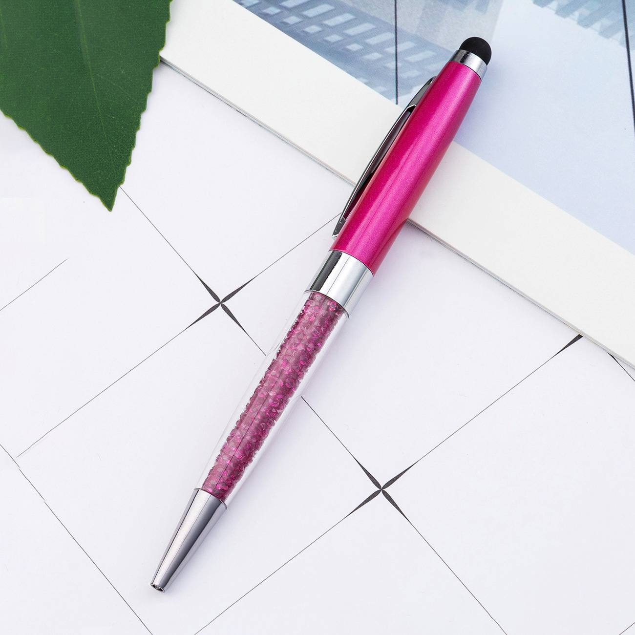 Bolígrafo de cristal de metal rotativo bolígrafo de diamante de escritura de papelería coreana bolígrafo de pantalla táctil