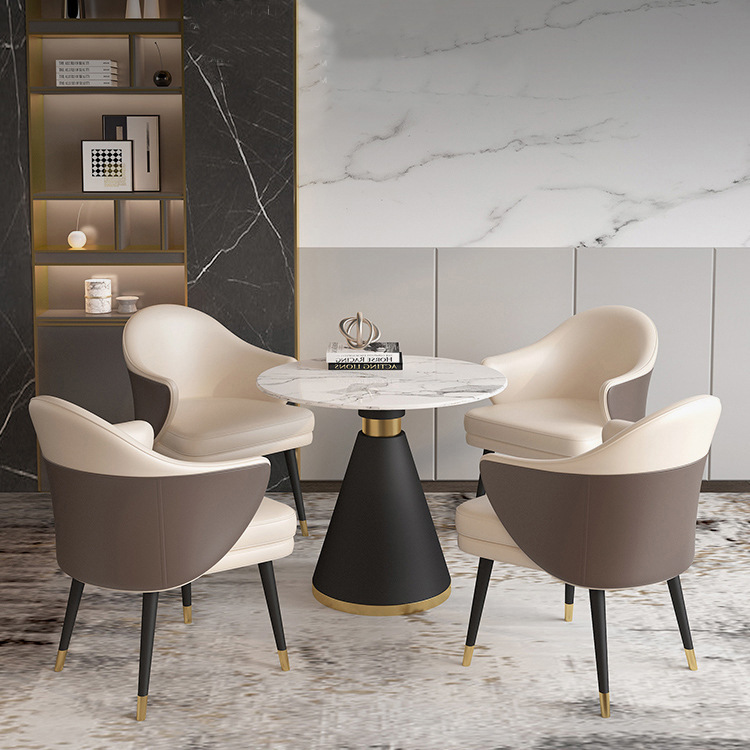 Modern minimalist hotel beauty salon reception table with four chairs, real estate office 4S store meeting table with chairs, business negotiation table with chairs