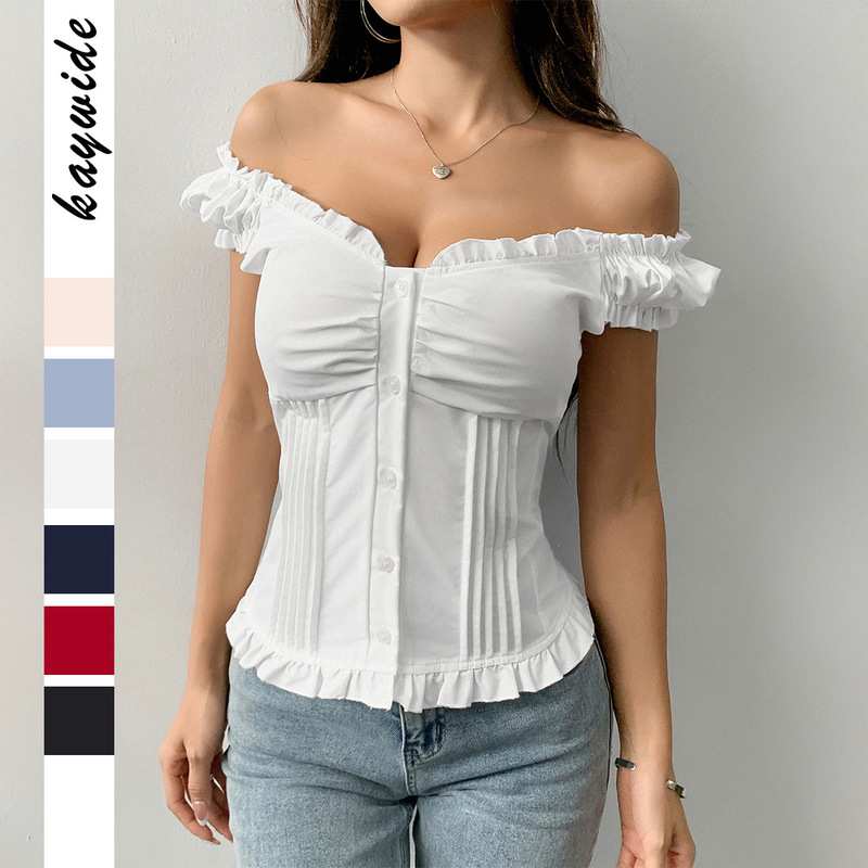 Cross-Border European and American Y2K Hot Girl Style Summer Short-Sleeve Ruffled Tank Top Women's Clothing 2025 Autumn and Winter Amazon Independent Site