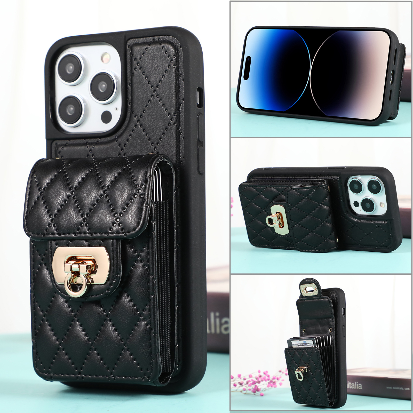 Adequado para iPhone 15 PROMAX Pequeno órgão de vento perfumado Inserir capa de telefone Samsung S23U Multi Card Cover_voghion.com