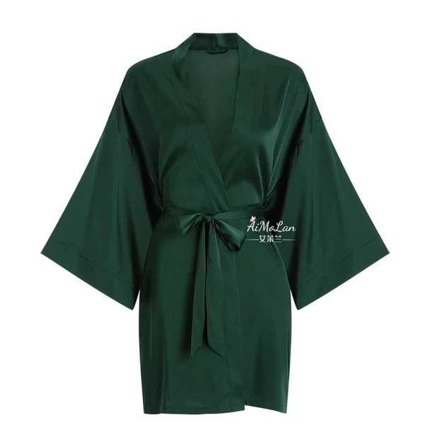 Green silk bathrobe
