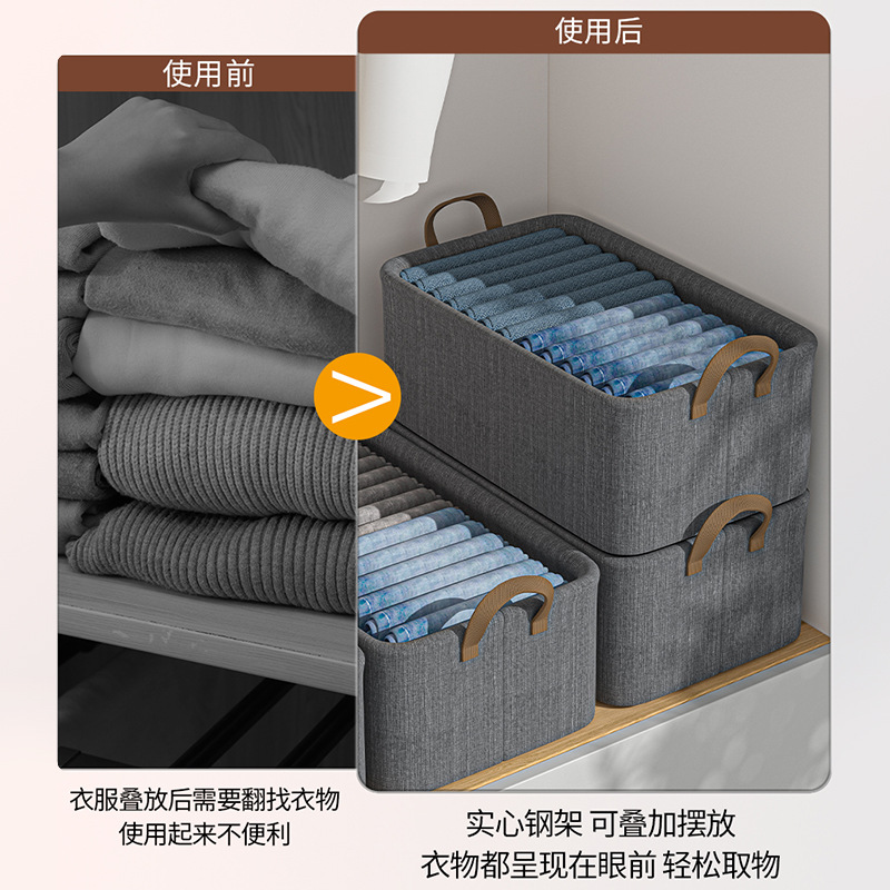 衣服褲子收納盒家用抽屜式衣櫃分層陽離子摺疊衣物整理箱儲物神器