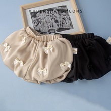 女童夏装短裤婴儿童个性潮时髦网红韩版洋气蝴蝶结南瓜花苞短裙裤