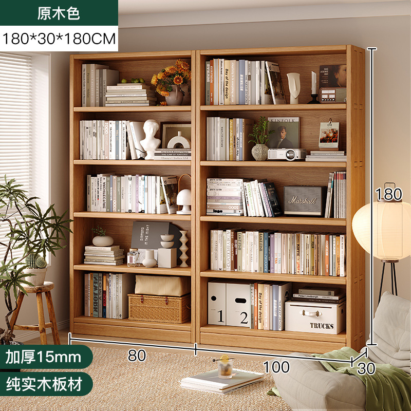 Biblioteca de madera maciza estantería estante de piso hogar sala de estar integrada Pared de almacenamiento de pared entera niños estantería