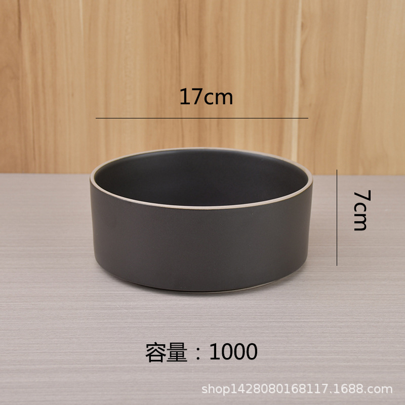 Tazón de arroz de cerámica redonda de arena mate negro puro Tazón de sopa espesa coreana Tazón de sopa dulce Tazón de ensalada Tazón de kimchi especial