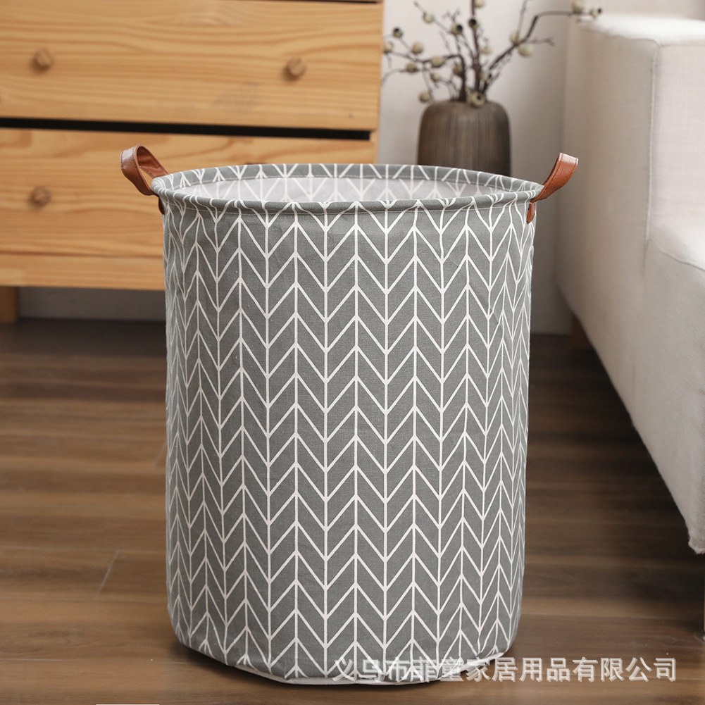 Amazon transfronteriza de algodón y lino impermeable cesta de la ropa cesta de almacenamiento plegable cesta de la ropa del hogar cuarto de baño Cubo de almacenamiento de lavandería