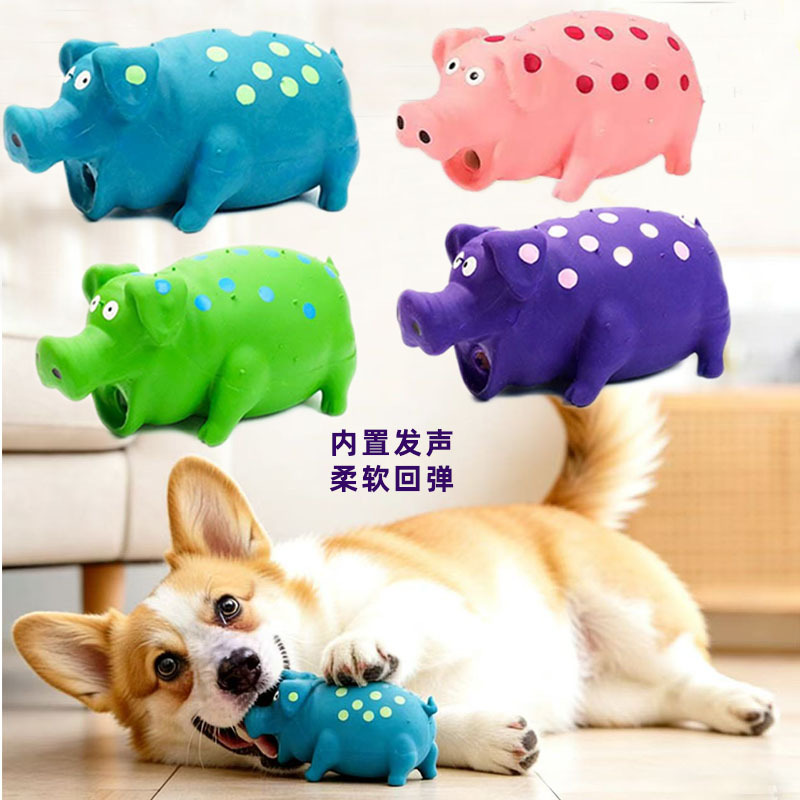 Cross-Border Popular Latex Dog Toy Squeaky Pig Durable Chew Teething Burr Pig Pet Dog
