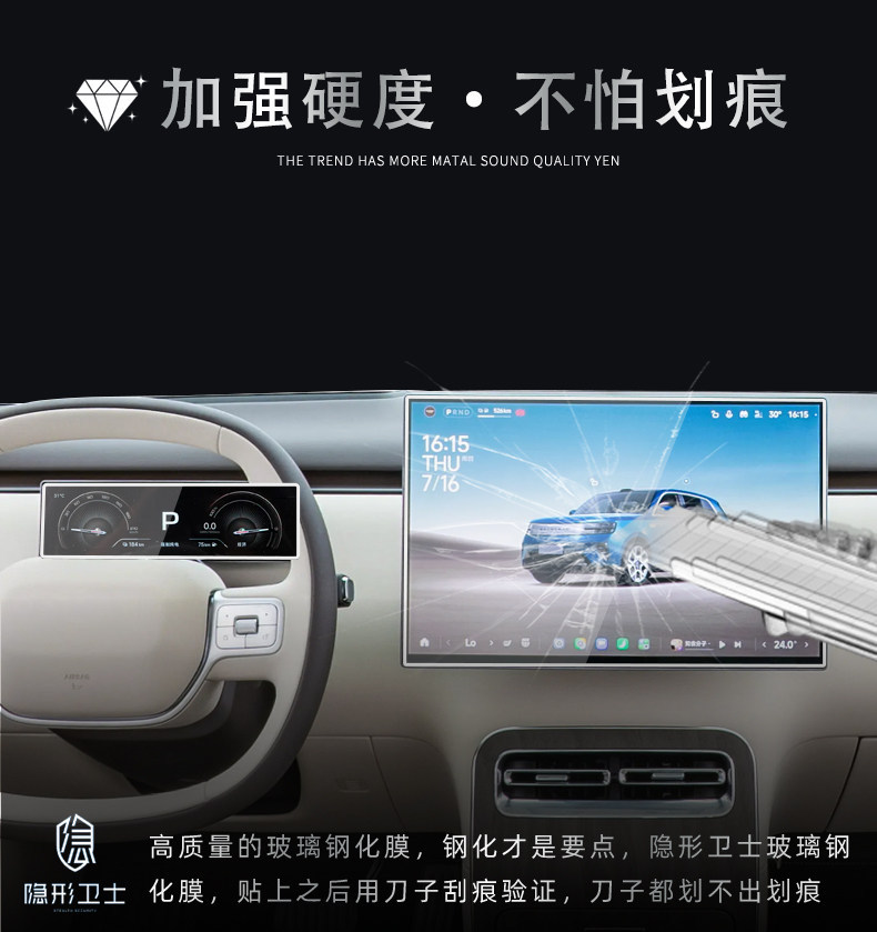 Suitable for Xiaomi Pengcheng N90/N70 central control navigation instrument interior display screen protection tempered car film accessories