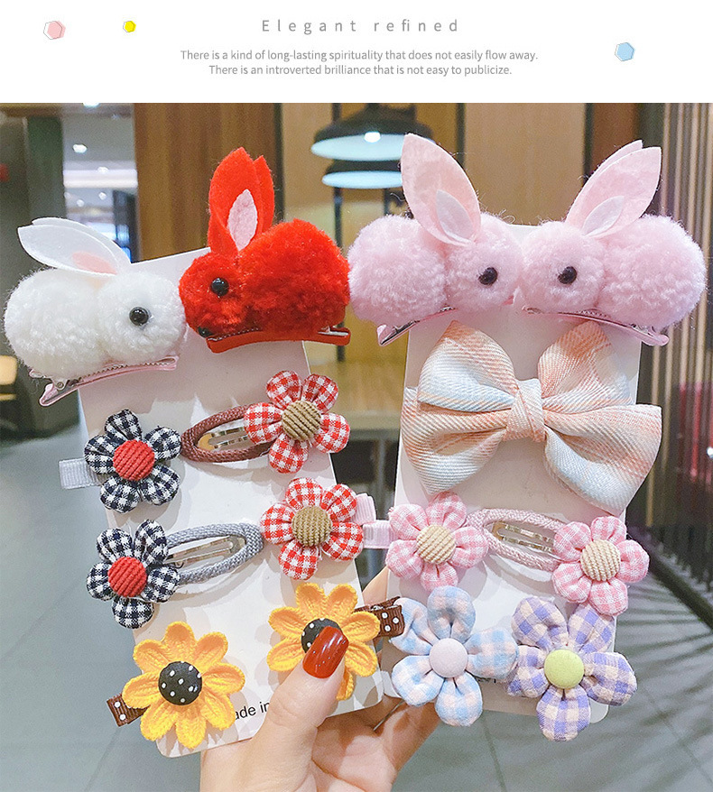 Mignon Forme De Cœur Fleur Peluche Fait Main Pince À Cheveux 1 Jeu display picture 3