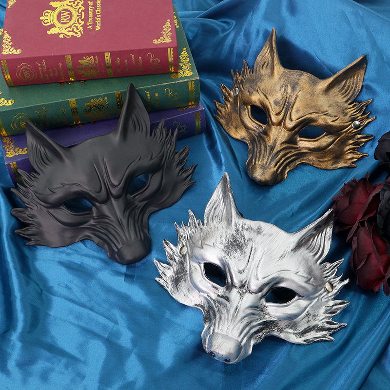 Show de baile de Halloween disfraz accesorios máscaras zorro fiesta animales mascaras de mitad de cara para hombres