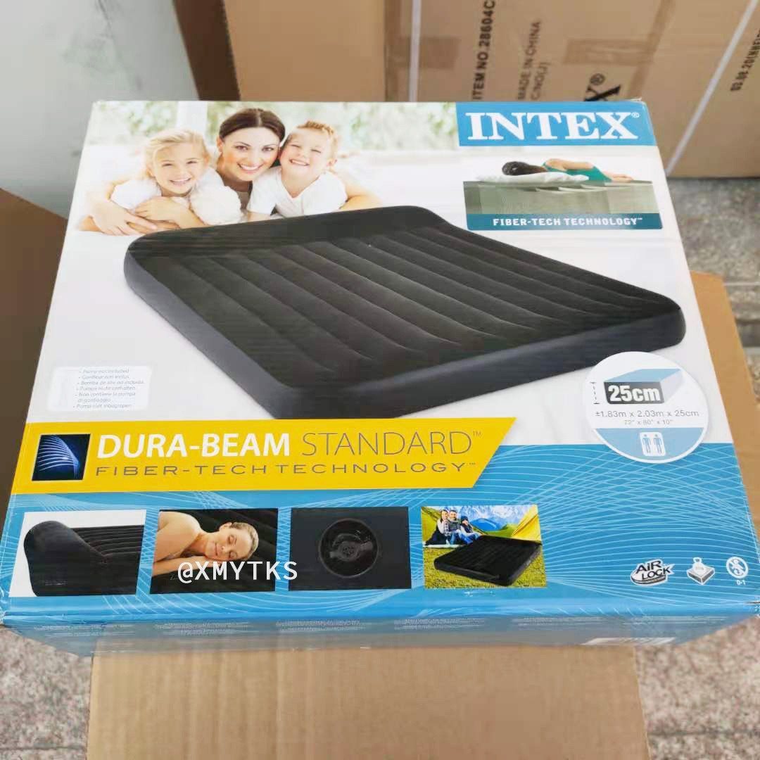 Colchón inflable INTEX64144 para uso doméstico, colchón de aire de doble grosor, cama individual portátil para exteriores con almohada. image 3