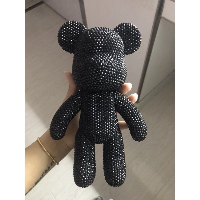 Oso embrionario blanco + diamante negro de color real + pegamento + kit