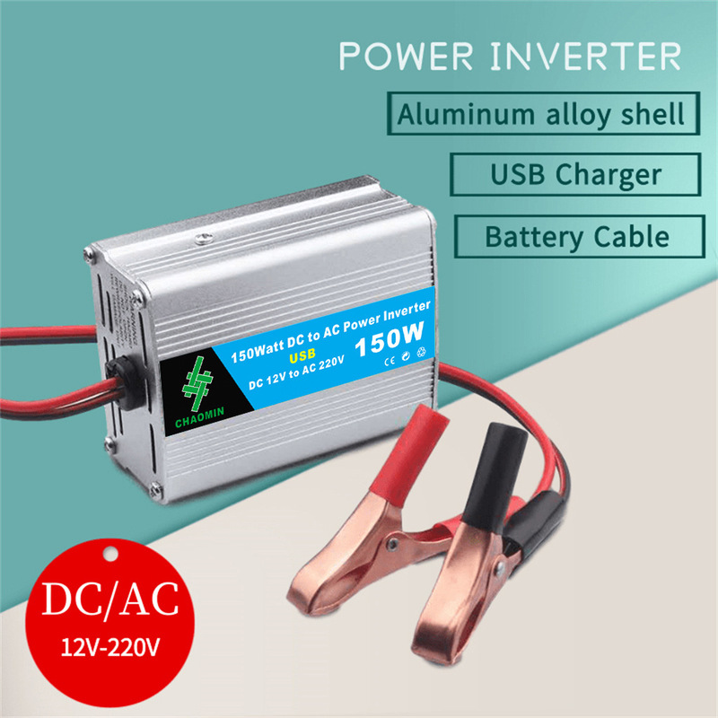 CHAOMIN battery DC 12v conversion AC 220V/110V150W car inverter battery clip USB
