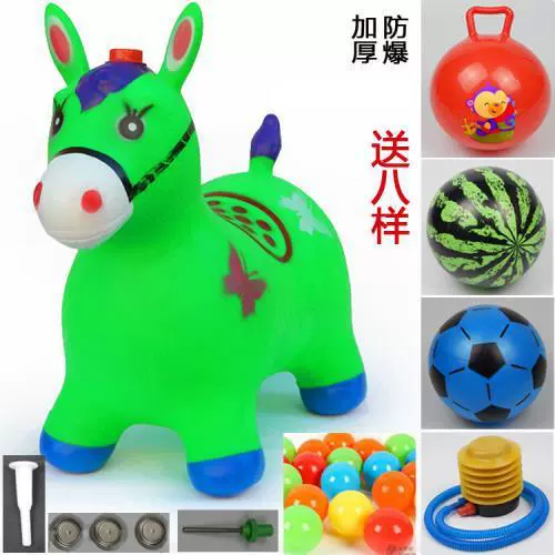 Inflatable toy for jumping, music pony, increased thickness