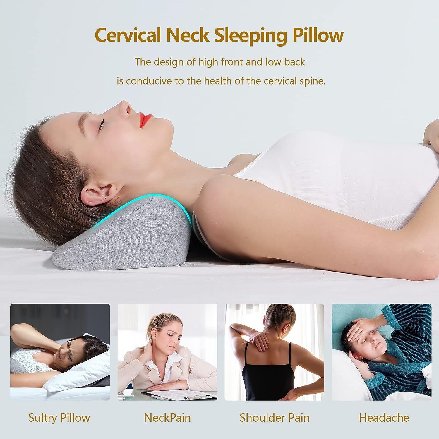 Cross-Border Unisex Cervical Spine Pillow Slow Rebound Memory Foam Neck Support Pillow Spine Correction Supine Sleep Aid Single Pillow