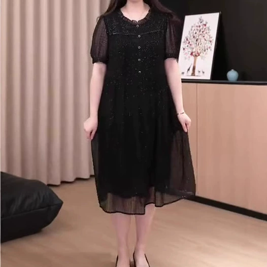 2025 летний новый французский шифон кружево высокого класса темпераментная юбка одежная мода большой размер женская одежда