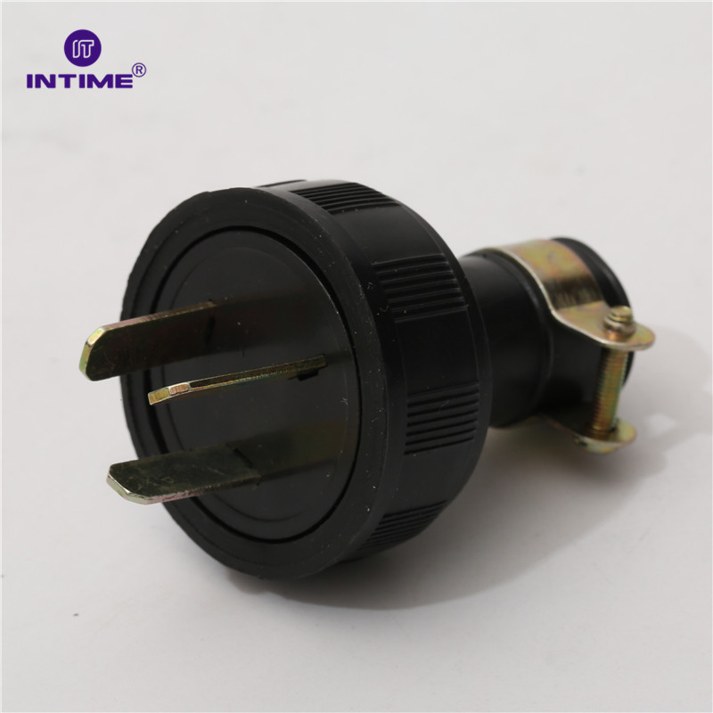 外贸批发品字插头汽油发电机配件斜三插头大功率电器插头