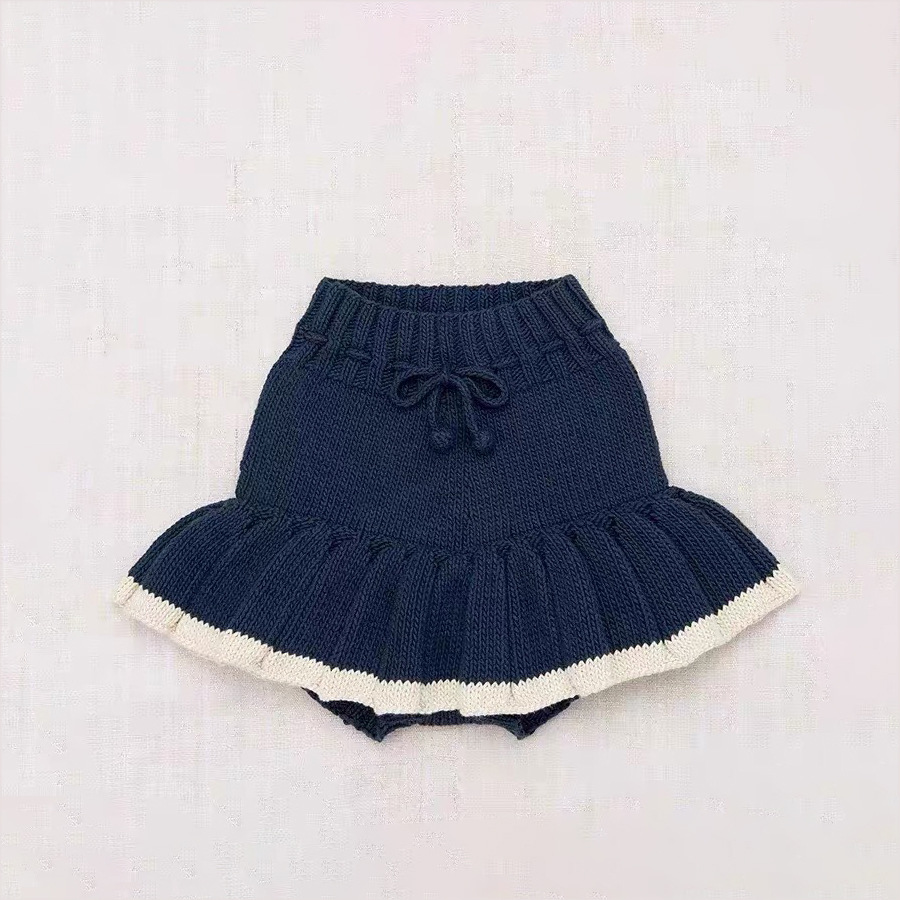 Navy blue and white culottes / 90cm