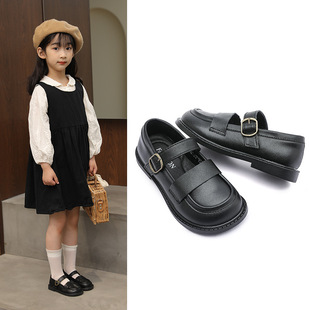 Girls Genuine Leather Small Leather Shoes 2025 Spring New Kidsren's Black Performance Shoes Little Girl Jk Shoes Mary Jane Princess