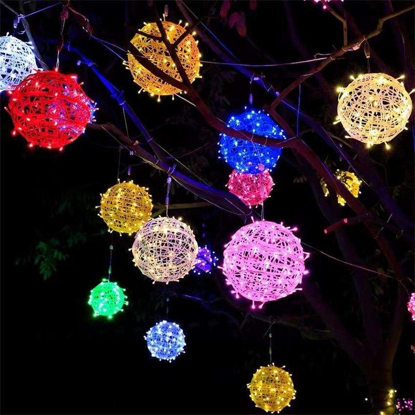 Lámpara de bola de ratán lámpara de modelado LED patio decorativo lámpara de color Navidad vacaciones Lámpara decorativa iluminación al aire libre lámpara de ingeniería paisaje