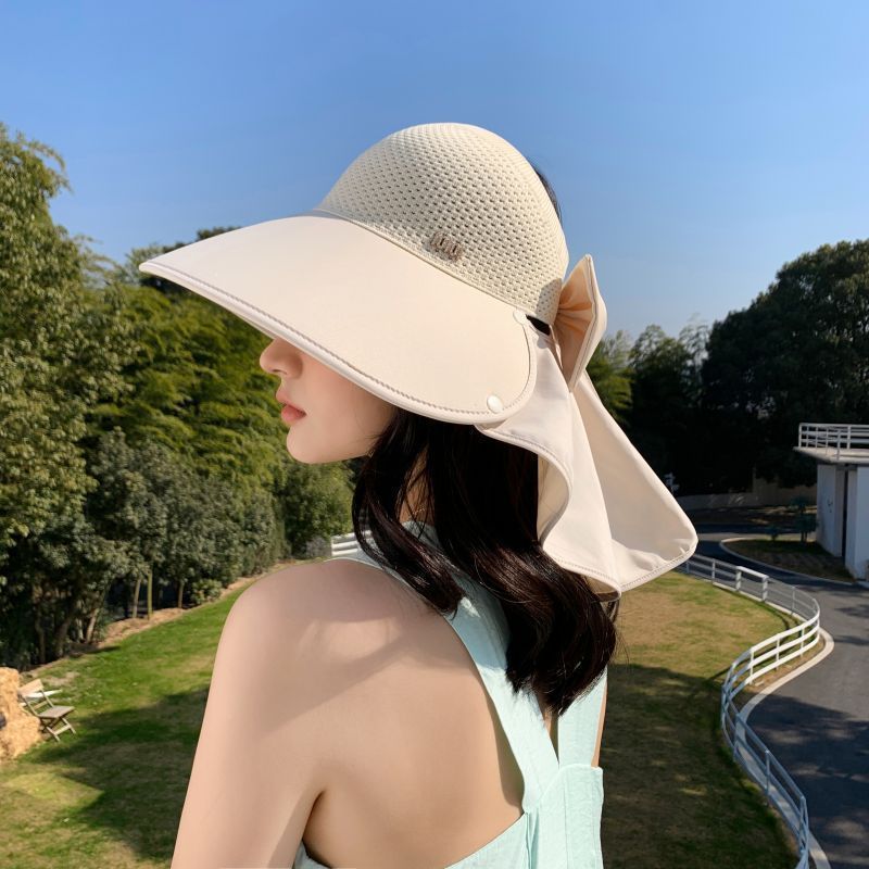 大きなつばの日よけ帽子夏の新しい日よけ麦わら帽子女性のフルカバー漁師の帽子顔を覆うサイクリング日焼け止め帽子屋外帽子|undefined