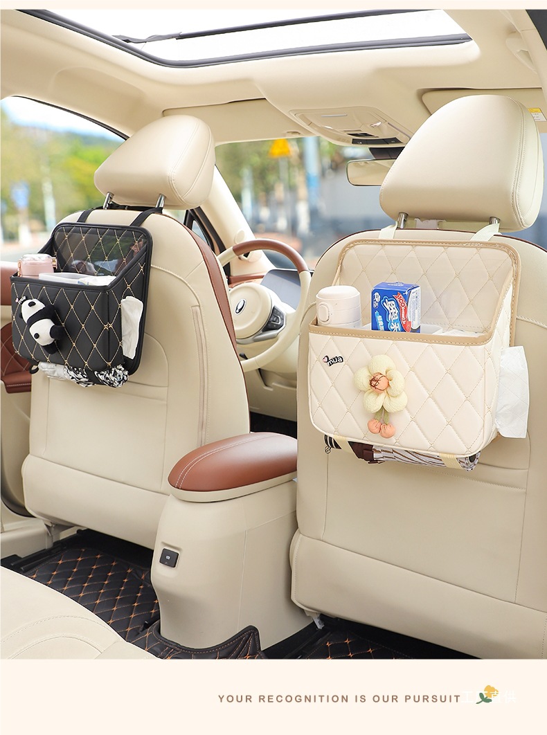 Car Seat Back Storage Bag Hanging Cute Car Storage Box Seat Back Rack Car Tissue Box for Women