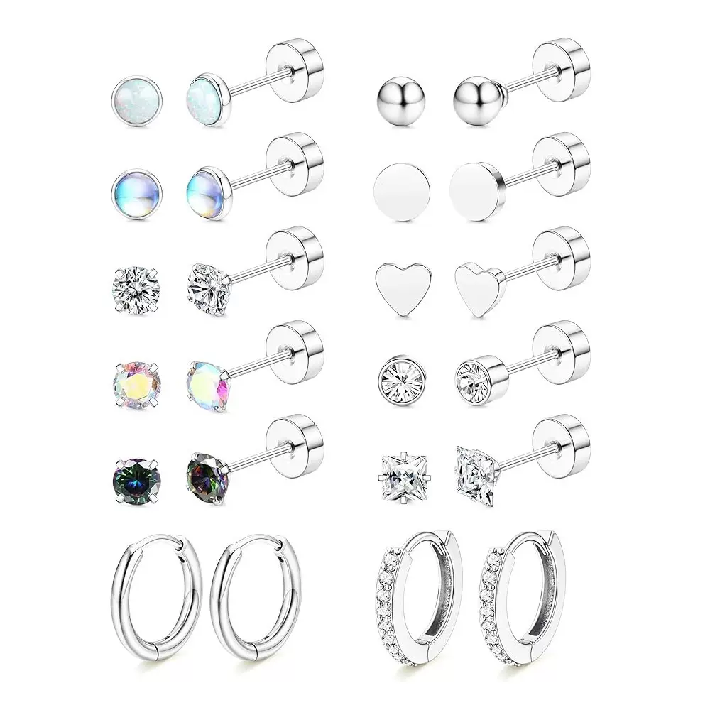 定制爆款套装耳饰不锈钢耳钉图案小骨钉精致镶嵌潮搭苏花朵蝴蝶结