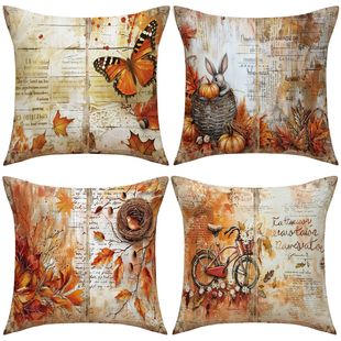 Autumn Vintage Silly Sofa Set Pillowcase Linen Autumn Leaf Printed Pillow Living Room All-match Sofa Pillow Cushion