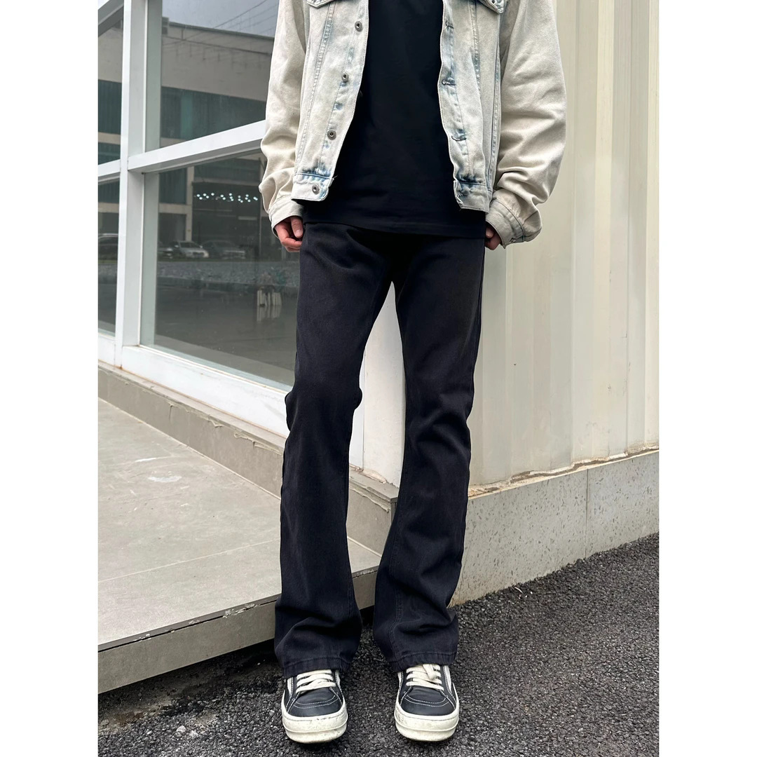 Monster Lab American Style Slightly Flared Stretch Scimitar Black Washed High Street Versatile Casual Jeans