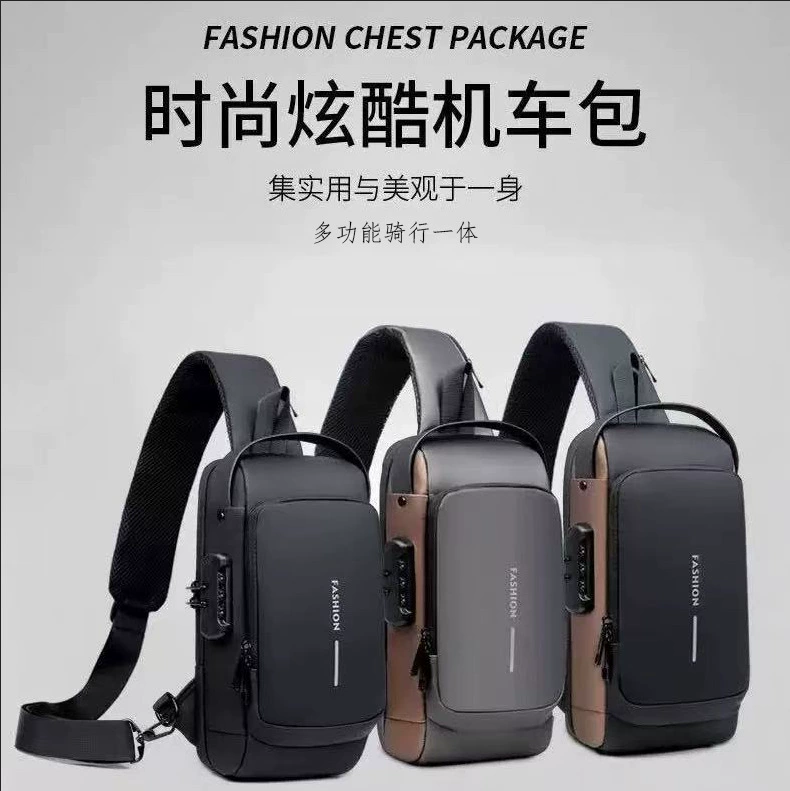 Нагрудная сумка с паролем, противоугонная кожаная пленка, водонепроницаемый USB-порт для зарядки, многофункциональная спортивная сумка через плечо для мотоцикла, велосипеда