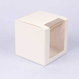 白色白卡开窗礼品盒 亚克力手办贴窗展示盒 方形烫金糖果白卡盒子