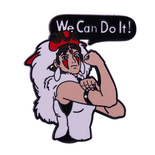 Princess Mononoke Rivet Brooch, Powerful Girl-Themed Mixed and Matched Badge Accessory