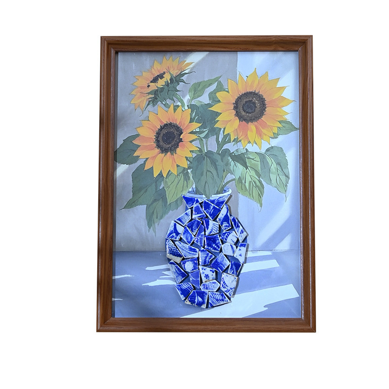 建国記念日青と白の磁器手作り diy フォトフレーム装飾絵画景徳鎮セラミックコラージュ装飾品チームビルディングウォームアップ活動|undefined