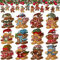 クリスマスのジンジャー人の木製のペンダントのセットのレトロな苦悩の風格のジンジャーケーキの人民代表大会の木製の装飾のクリスマスの家