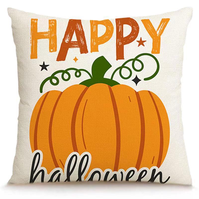 Transfronterizo Amazon Halloween impresión lino almohada cubierta bruja calabaza decoración doméstica almohada cubierta