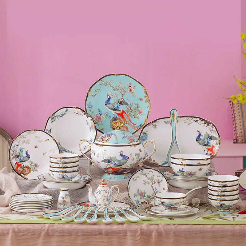 Tableware, porcelain set, light luxury style, Chinese style