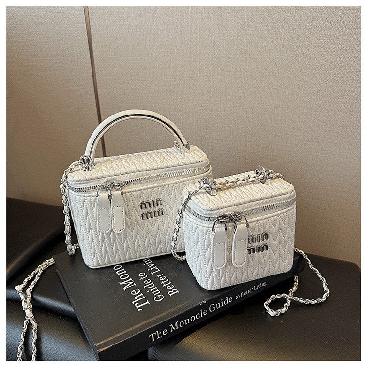 Soft surface pleated bucket bag for women, 2025 new style hand-held hard shell cosmetic box bag, crossbody single-shoulder mobile phone bag undefined
