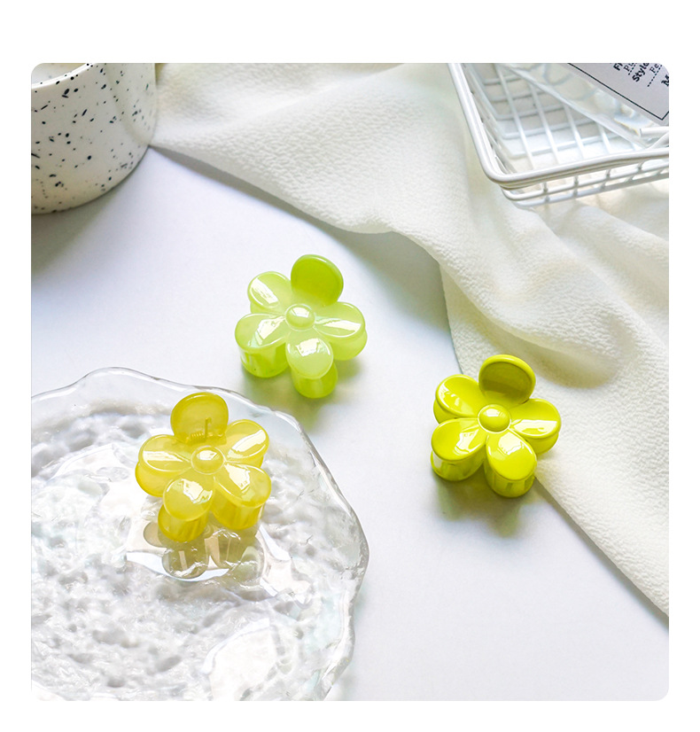 Small Refreshing Women's High Ponytail Hair Clip Green Flowers Hair Claw display picture 3