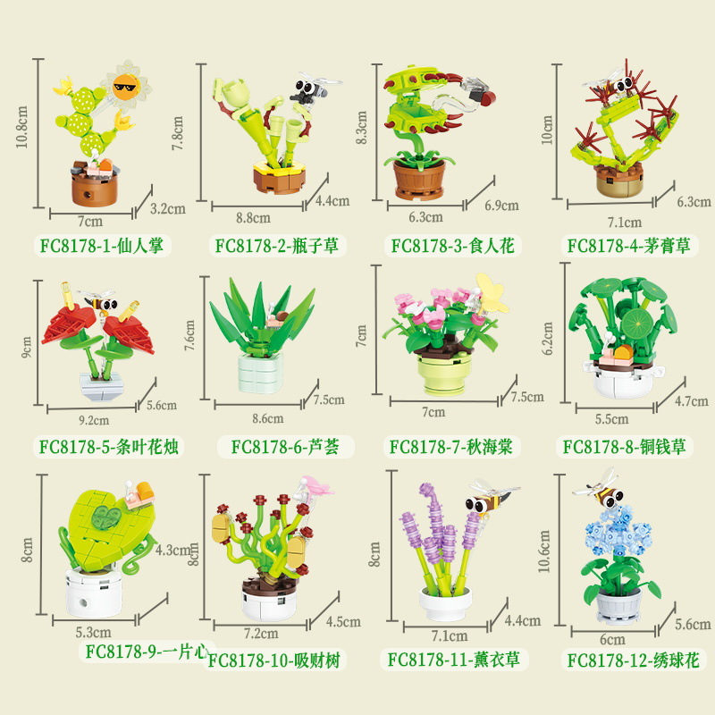 Fangcheng 8178 식물 즙이 많은 12가지 스타일 세트