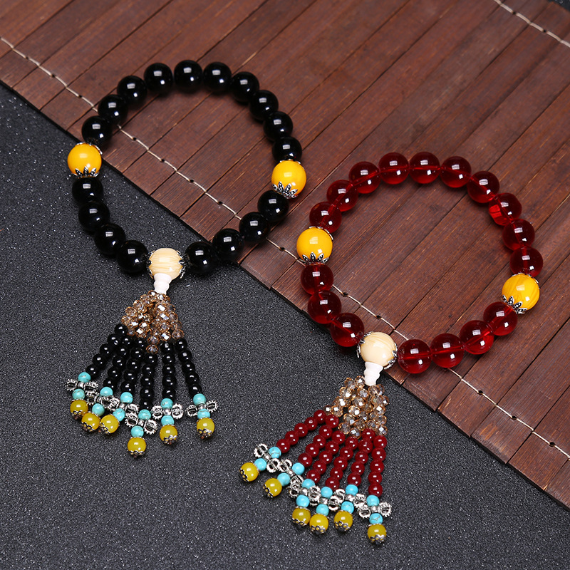 Chinese Style Car Gear Shift Bead Rearview Mirror Pendant Car Ornament Buddha Bead Pendant Crystal Car Hanging Decoration Fortune Bead Ornament