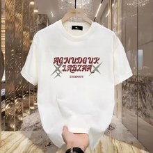 夏季新款短袖体恤打底短袖衫男直筒圆领T潮流时尚印花宽松男装潮