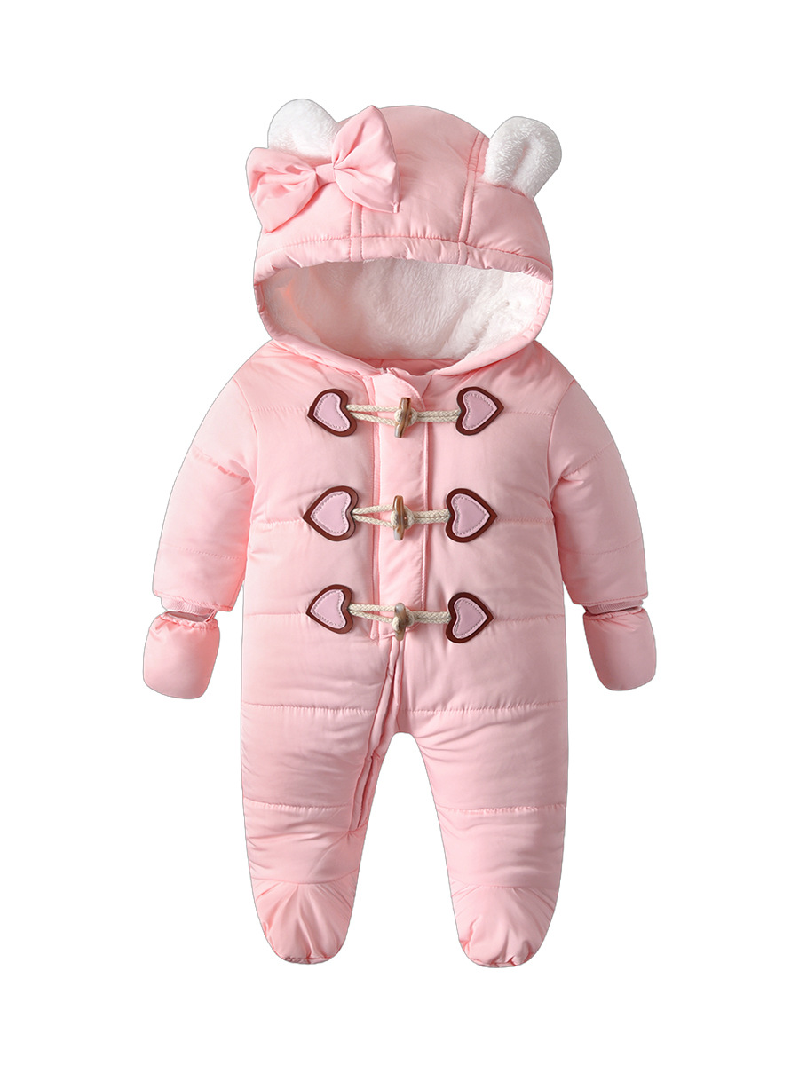 Mono de invierno para bebé, grueso, con algodón y forro polar para mayor calidez, ropa de algodón para bebé, ropa infantil, estilo coreano con capucha