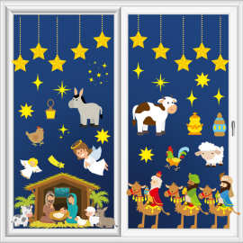 2023新款耶稣圣诞节窗户静电吸附贴纸卧室客厅橱窗玻璃节日装饰画