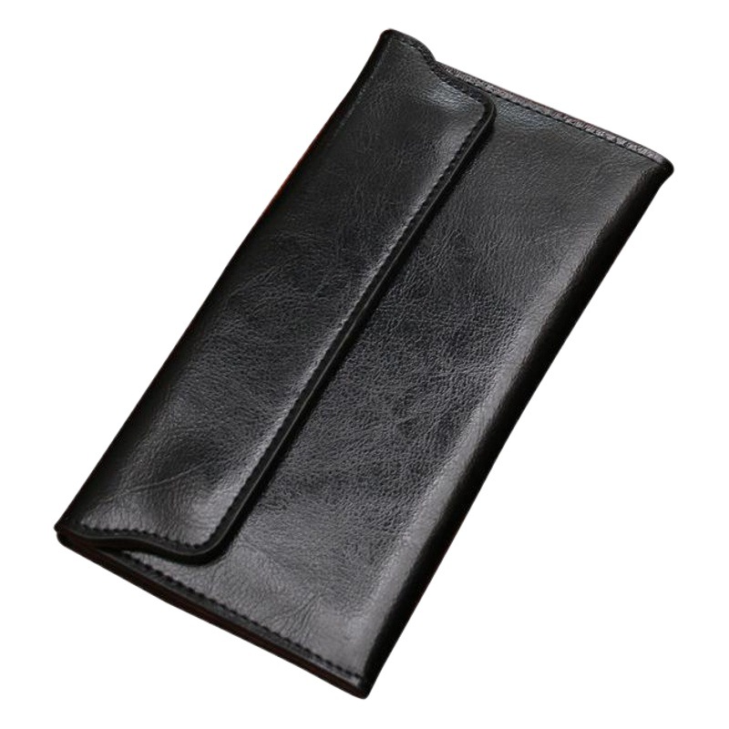 2026 New European and American Style Long Wallet for Women, Genuine Leather with Clasp, Simple Business Style, Thin Cowhide Wallet, Card Holder, Trendy