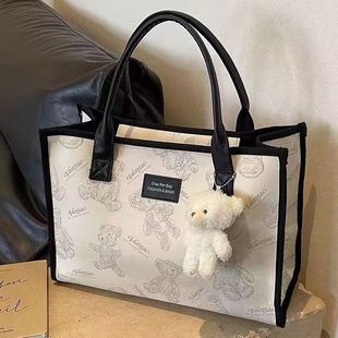 & ⇞ Large-Capacity Mommy Handbag Canvas Bag 2025 Women's New Trendy Fashion Commuter Outing Shoulder Bag