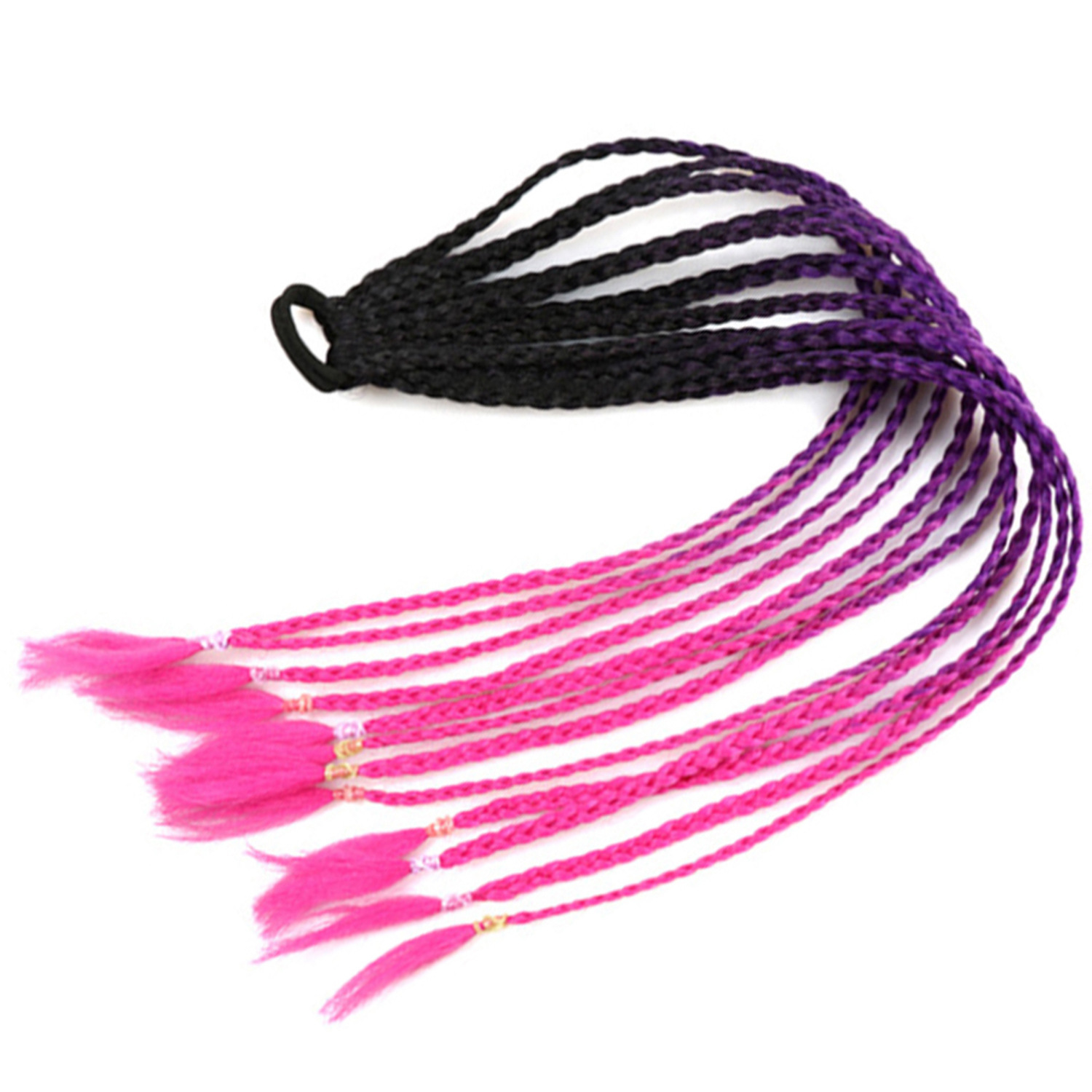 Trenzas de color de tres hebras de cola de caballo de tela de alta temperatura de seda sucia trenzas de cabello tipo peluca