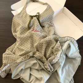 Sin Glee 少女波点露背挂脖吊带睡裙女夏季亲肤宽松居家服连衣裙