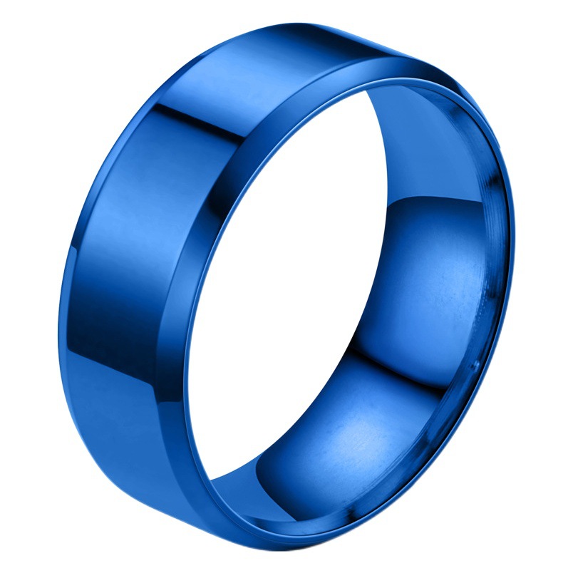 Exposición pareja transfronteriza anillo de acero inoxidable joyería europea y americana de acero de titanio 8MM simple pulido espejo brillante fábrica al por mayor